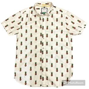 Denim &‎ Flowers EUC Mens slim fit, button up pineapple shirt, size small